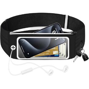 Running Belt Waist Packs with 3 Pockets Touchscreen Window for Women & Men Sweatproof Fitness Belt for iPhone 15 Pro Max 14 Pro Max 13 Pro 12 11 Fit Smartphone Up to 7"