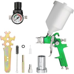 INTERTOOL HVLP Paint Spray Gun Kit 1.3, 1.4, 1.7 mm, 3 Replaceable Nozzles, Gravity Feed Sprayer, Automotive, 600 cc Plastic Cup PT08-0153