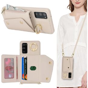 for Samsung Galaxy Note 20 Ultra Case with Card Holder and Strap - Zipper Pocket,Crossbody Lanyard Strap,Credit Card Holder,Stand Ring,Cute Phone Wallet Case for Women(Wine Red,6.9 Inch)