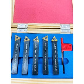 5 Pcs, 1/2 Inch Indexable Carbide Lathe Turning Tool Holder, Wrench Mini Set Turning Tooling Kit, Metal Milling Cutters with inserts TCMT16T308 | Boring Bar for Grooving Thread