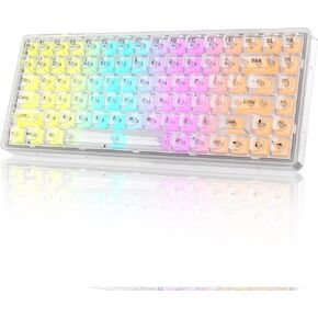 Camiysn Mechanical Keyboard Light84 Transparent Keycaps RGB Backlight Triple Mode 2.4GHz/BT/USB-C Wired Gaming Keyboard，for Computer/Desktop/PC/Laptop/Surface/Smart TV and Windows 10/8/7