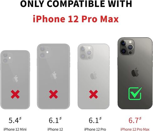 حافظة مصممة لهاتف iPhone 12 Pro Max، حافظة حامل بطاقات مع [حامي شاشة] [غطاء فوليو بمشبك مغناطيسي] [جلد RFID] حافظات رجالية مقاومة للصدمات مقاس 6.7 بوصات لهاتف Apple 12 Pro Max بني فاتح in Saudi Arabia