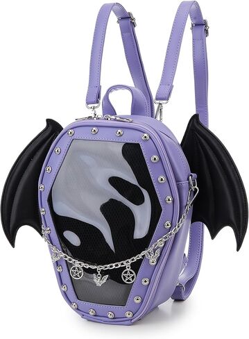 Goth Coffin Women Backpack Halloween Coffin Ita Punk with Inserts Shoulder Bag for Enamel Pins Display(Pins not included) in Kuwait