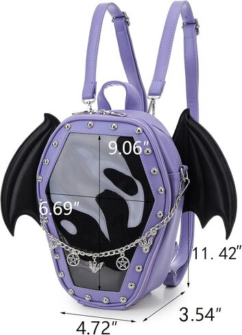Goth Coffin Women Backpack Halloween Coffin Ita Punk with Inserts Shoulder Bag for Enamel Pins Display(Pins not included) in Kuwait