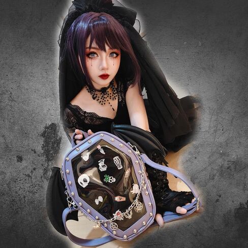 Goth Coffin Women Backpack Halloween Coffin Ita Punk with Inserts Shoulder Bag for Enamel Pins Display(Pins not included) in Kuwait