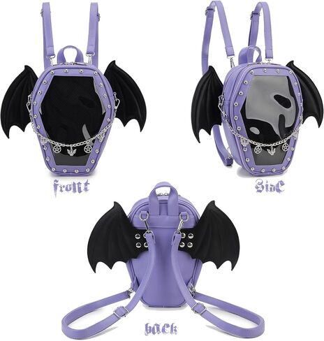 Goth Coffin Women Backpack Halloween Coffin Ita Punk with Inserts Shoulder Bag for Enamel Pins Display(Pins not included) in Kuwait