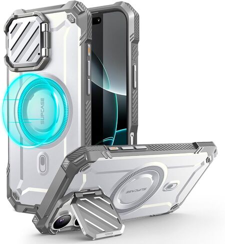 SUPCASE for iPhone 16 Pro Case 6.3'' 2024 with Camera Cover Stand (UBMag XT), [Compatible with MagSafe] [Built-in Kickstand] [Military-Grade Protection] Heavy Duty Rugged Magnetic Phone Case, Black in Saudi Arabia