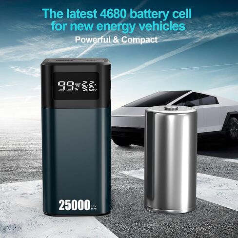بنك طاقة بقدرة 25000 مللي أمبير في الساعة، شاحن محمول، بطارية سيارة متطابقة 4680، كابل USB-C للشحن السريع مدمج مع 4 منافذ PD 22.5 وات كحد أقصى لسلسلة iPhone 15 وiPad وDell وSamsung وغيرها in Saudi Arabia