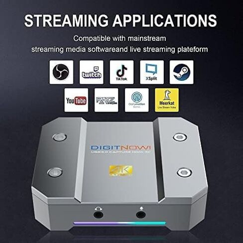 صندوق التقاط الفيديو، بطاقة التقاط الألعاب 4K، بطاقة التقاط خارجية - 4K60 HDR Zero-lag Passthrough، البث والتسجيل حتى 4K30، التوصيل والتشغيل، Live Gamer مع PS5، PS4، Xbox، Switch، OBS/PC/MAC in Kuwait