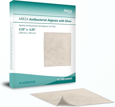 Silver Alginate (Antibacterial Alginate with Silver) 4.25"x4.25" Sterile; 20 Wound Dressings Per Box (1) Areza Medical in Saudi Arabia