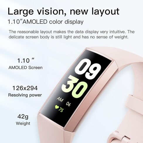 ساعة ذكية AMOLED مقاس 1.1 بوصة لتتبع اللياقة البدنية مع مراقب معدل ضربات القلب، عداد الخطوات، مراقب النوم، تتبع السعرات الحرارية، متتبع النشاط IP68 المقاوم للماء لأجهزة Android iPhones النساء والرجال in Kuwait