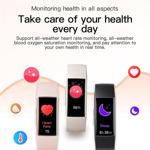 ساعة ذكية AMOLED مقاس 1.1 بوصة لتتبع اللياقة البدنية مع مراقب معدل ضربات القلب، عداد الخطوات، مراقب النوم، تتبع السعرات الحرارية، متتبع النشاط IP68 المقاوم للماء لأجهزة Android iPhones النساء والرجال in Kuwait