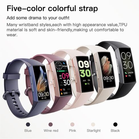 ساعة ذكية AMOLED مقاس 1.1 بوصة لتتبع اللياقة البدنية مع مراقب معدل ضربات القلب، عداد الخطوات، مراقب النوم، تتبع السعرات الحرارية، متتبع النشاط IP68 المقاوم للماء لأجهزة Android iPhones النساء والرجال in Kuwait