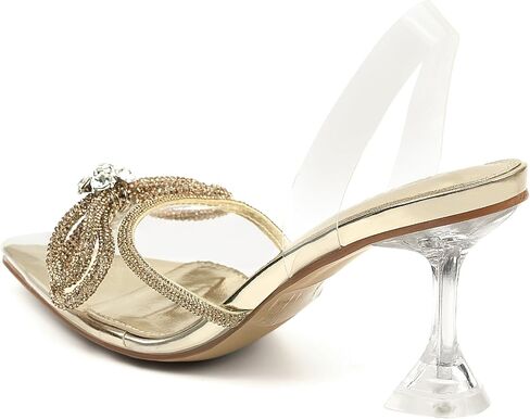 JENN ARDOR Slingback Heels for Women Low Heels Dress Shoes Bow Kitten Pumps Rhinestone Dressy Heeled Sandals in Saudi Arabia