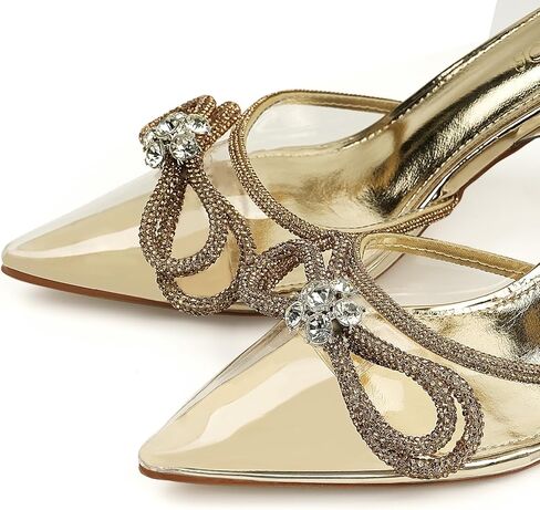 JENN ARDOR Slingback Heels for Women Low Heels Dress Shoes Bow Kitten Pumps Rhinestone Dressy Heeled Sandals in Saudi Arabia