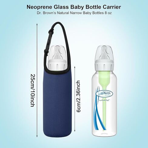 Beautyflier Neoprene Carrying Bag for Dr. Brown’s Natural Narrow Baby Bottles 8 oz, 3mm Thicken Heat and Cold Retention Glass Water Bottles Carrier (Red+Dark Blue) in Saudi Arabia