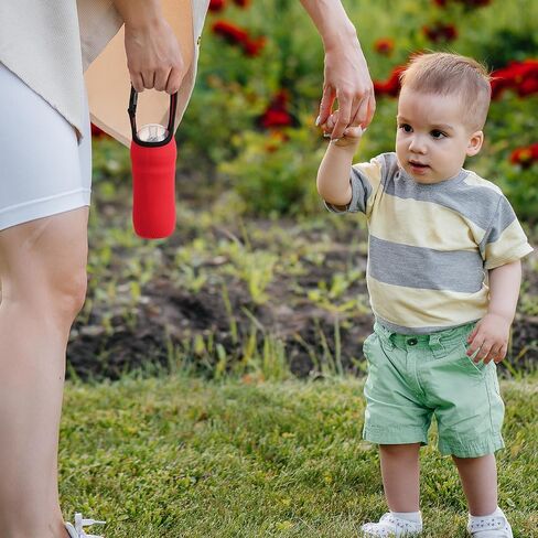 Beautyflier Neoprene Carrying Bag for Dr. Brown’s Natural Narrow Baby Bottles 8 oz, 3mm Thicken Heat and Cold Retention Glass Water Bottles Carrier (Red+Dark Blue) in Saudi Arabia