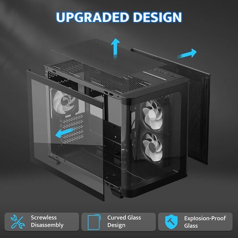 darkFlash Micro-ATX Gaming PC Case, MATX PC Case with 3 x 120mm ARGB Fans, Panoramic View Dual Tempered Curve Glass Computer Case, USB 3.0 Port, Supports Dual 360mm AIO, Black(DPW90M) in Saudi Arabia