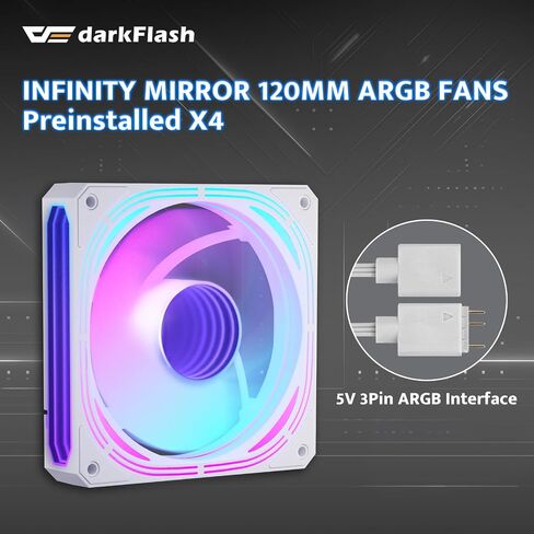 darkFlash Micro-ATX Gaming PC Case, MATX PC Case with 3 x 120mm ARGB Fans, Panoramic View Dual Tempered Curve Glass Computer Case, USB 3.0 Port, Supports Dual 360mm AIO, Black(DPW90M) in Saudi Arabia