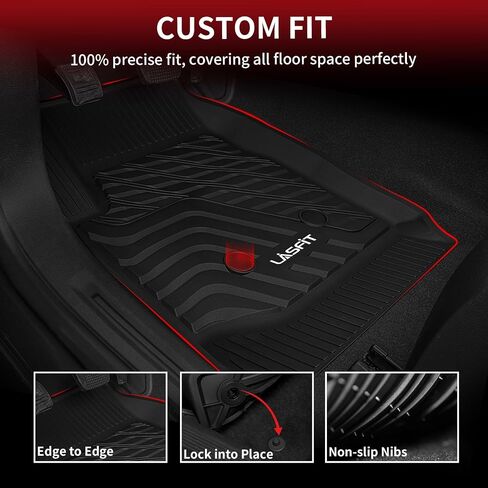 LASFIT Floor Mats for 2015-2022 Chevrolet Chevy Colorado Crew Cab/GMC Canyon Crew Cab, All Weather TPE Car Mats, Custom Fit Floor Liners, 1st & 2nd Row, Black in Kuwait