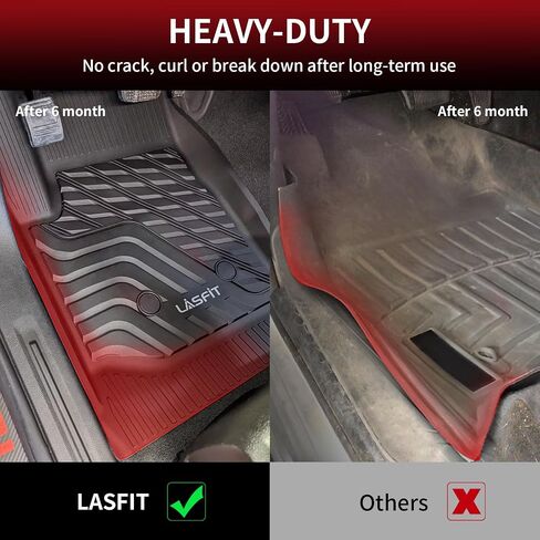LASFIT Floor Mats for 2015-2022 Chevrolet Chevy Colorado Crew Cab/GMC Canyon Crew Cab, All Weather TPE Car Mats, Custom Fit Floor Liners, 1st & 2nd Row, Black in Kuwait