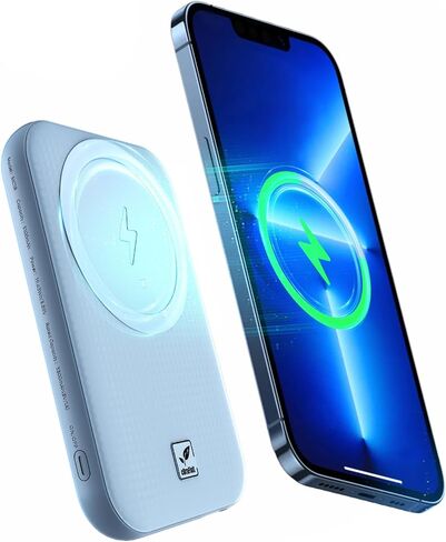 Magnetic Portable Charger,5100mAh Wireless Magnetic Power Bank,22.5W Fast Charging Mag-Safe Battery Pack for iPhone 15/14/13/12 Series, Ultra Slim Charger for Outdoor Travel(Blue) in Saudi Arabia