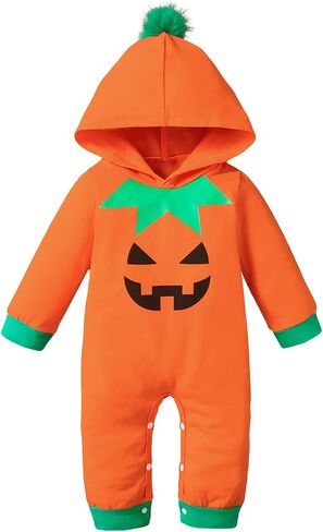Shalofer Baby Boy Girl Halloween Clothes Infant Halloween Outfit Long Sleeve Hooded Romper in Saudi Arabia