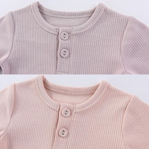 Baby Girls' Long-Sleeve Bodysuit Soft Stretchy Ribbed Unisex Baby Clothes, Pack of 2 in Saudi Arabia