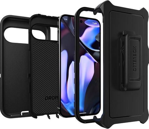 حافظة OtterBox Google Pixel 9 Pro XL Defender Series - سوداء، متينة ومتينة، مع حماية للمنافذ، وتتضمن مسند مشبك الحافظة in Saudi Arabia