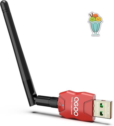 محول بلوتوث طويل المدى من الفئة 1 للكمبيوتر الشخصي، محول بلوتوث USB QGOO للكمبيوتر الشخصي 5.3+EDR، جهاز استقبال بلوتوث دونجل يدعم Windows10/8.1/8/7 (أحمر-146) in Saudi Arabia