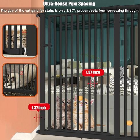 SHYUJAJIE 71 inch Extra Tall Cat Pet Gate Baby Gate Adjustable 29.13" and 45.63" Wide Pressure Mounted Walk Through Swing Safety Pet Gates Child Gate for Stairs, Doorway, House (71 * 45inch) in Saudi Arabia