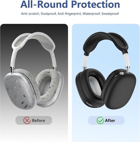 [4 in 1] Silicone Case Cover for AirPods Max USB-C (2024), Anti-Scratch Sweat-Proof Ear Pad Case Cover/Ear Cups Cover/Headband Cover Accessories Silicone Protector for AirPods Max Headphones (Stone) in Saudi Arabia
