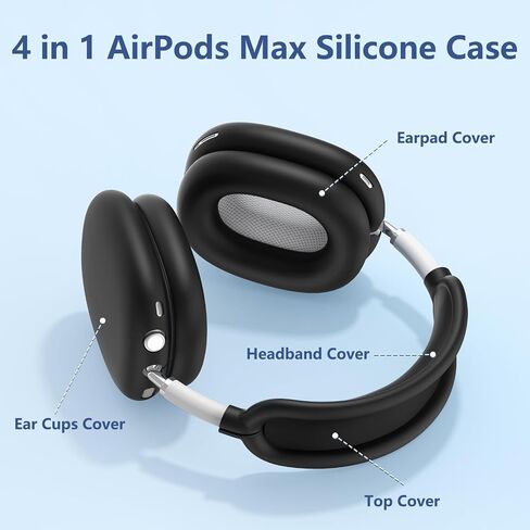 [4 in 1] Silicone Case Cover for AirPods Max USB-C (2024), Anti-Scratch Sweat-Proof Ear Pad Case Cover/Ear Cups Cover/Headband Cover Accessories Silicone Protector for AirPods Max Headphones (Stone) in Saudi Arabia