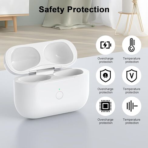 علبة شحن لاسلكية بديلة متوافقة مع AirPods Pro الجيل الأول والثاني، علبة شحن AirPods Pro الجيل الأول والثاني مع زر اقتران ومزامنة بلوتوث، بدون سماعات أذن، أبيض in Kuwait