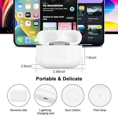 علبة شحن لاسلكية بديلة متوافقة مع AirPods Pro الجيل الأول والثاني، علبة شحن AirPods Pro الجيل الأول والثاني مع زر اقتران ومزامنة بلوتوث، بدون سماعات أذن، أبيض in Kuwait