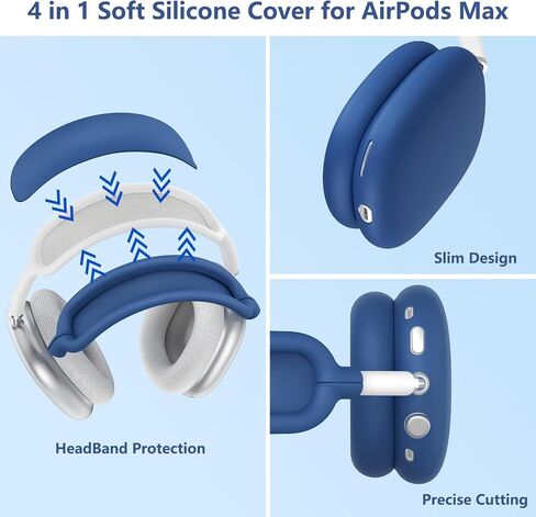 4 in 1 Silicone Case Cover for AirPods Max 2/ AirPods Max Headphones, Stone in Kuwait