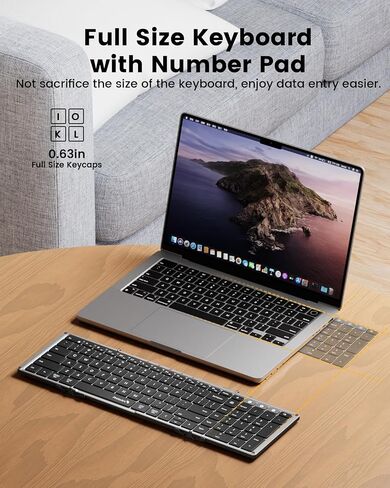 ProtoArc Backlit Foldable Keyboard, XK01 Plus Folding Portable Bluetooth Keyboard for Travel, Full Size External Wireless Keyboard with Backlight for iPad Tablet Laptop - Gray Connect Button in Saudi Arabia