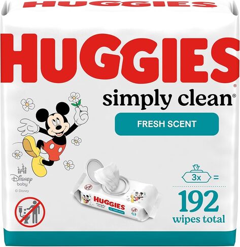 Huggies Simply Clean Fresh Scent Baby Wipes, 3 Flip-Top Packs of 64 (192 Wipes Total) in Kuwait