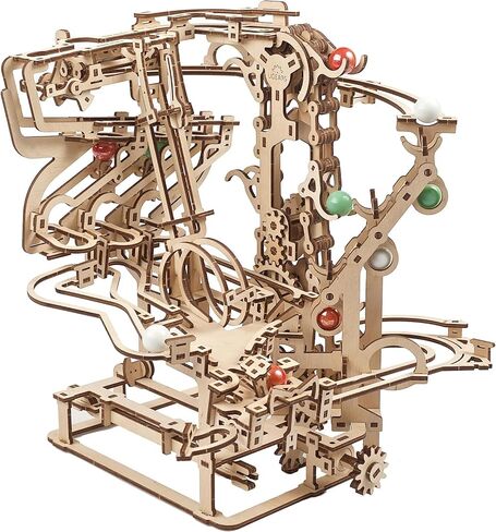 UGEARS 3D Puzzle Marble Run Chain - Creative 3D Wooden Puzzles for Adults with Rubber Band Motor - Marble Run Chain Wood Model Kit - Unique Wooden Puzzle - 3D Puzzles for Adults and Kids Building Kit in Saudi Arabia