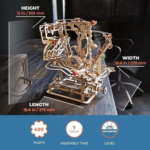 UGEARS 3D Puzzle Marble Run Chain - Creative 3D Wooden Puzzles for Adults with Rubber Band Motor - Marble Run Chain Wood Model Kit - Unique Wooden Puzzle - 3D Puzzles for Adults and Kids Building Kit in Saudi Arabia