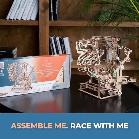 UGEARS 3D Puzzle Marble Run Chain - Creative 3D Wooden Puzzles for Adults with Rubber Band Motor - Marble Run Chain Wood Model Kit - Unique Wooden Puzzle - 3D Puzzles for Adults and Kids Building Kit in Saudi Arabia