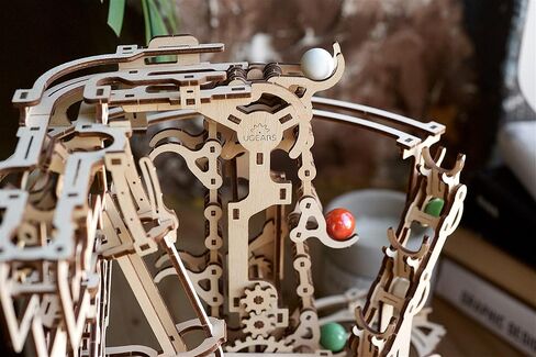 UGEARS 3D Puzzle Marble Run Chain - Creative 3D Wooden Puzzles for Adults with Rubber Band Motor - Marble Run Chain Wood Model Kit - Unique Wooden Puzzle - 3D Puzzles for Adults and Kids Building Kit in Saudi Arabia