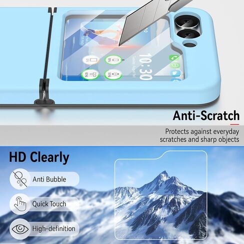Compatible with Galaxy Z Flip 6 Case with Hinge Protection & Screen Protector for Samsung Flip 6 Case with Flexible Hinge Protector, Slim Full Protective Phone Cover for Z Flip 6 5G (Navy Blue) in Kuwait