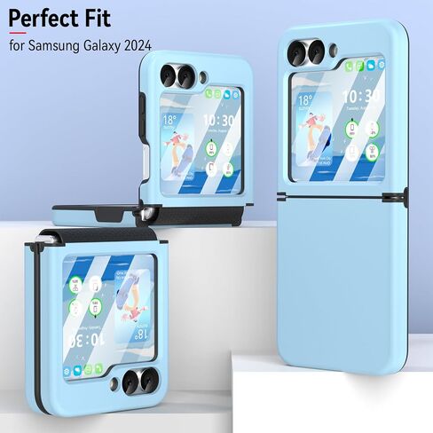 Compatible with Galaxy Z Flip 6 Case with Hinge Protection & Screen Protector for Samsung Flip 6 Case with Flexible Hinge Protector, Slim Full Protective Phone Cover for Z Flip 6 5G (Navy Blue) in Kuwait