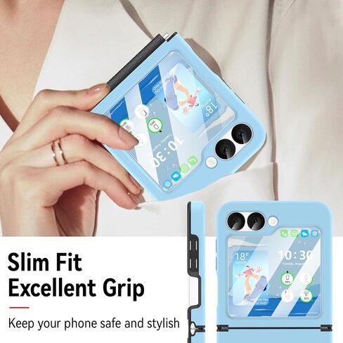 Compatible with Galaxy Z Flip 6 Case with Hinge Protection & Screen Protector for Samsung Flip 6 Case with Flexible Hinge Protector, Slim Full Protective Phone Cover for Z Flip 6 5G (Navy Blue) in Kuwait