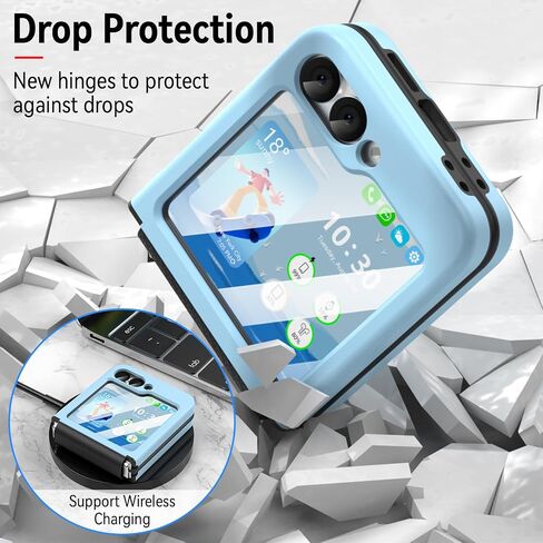 Compatible with Galaxy Z Flip 6 Case with Hinge Protection & Screen Protector for Samsung Flip 6 Case with Flexible Hinge Protector, Slim Full Protective Phone Cover for Z Flip 6 5G (Navy Blue) in Kuwait