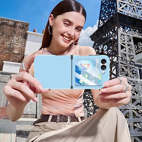 Compatible with Galaxy Z Flip 6 Case with Hinge Protection & Screen Protector for Samsung Flip 6 Case with Flexible Hinge Protector, Slim Full Protective Phone Cover for Z Flip 6 5G (Navy Blue) in Kuwait