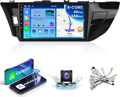 8 CORE 4G+64G Car Radio Stereo for Toyota Corolla 2014-2017 with Wireless CarPlay Android Auto, 10.1 Inch 1280 * 720P IPS Touch Screen Android 13 GPS WiFi Bluetooth 32-Band DSP SWC HD Camera in Saudi Arabia
