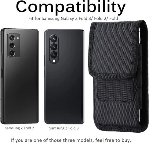 Miimall Compatible for Samsung Z Fold 6 5 4 Holster, Z Fold 3 Phone Pouch, Wear-Resist Nylon Belt Clip Case Waist Holster Pouch for Samsung Galaxy Z Fold 6/Fold 5 /Fold 2/ Fold 3/ Fold 4 (Black) in Saudi Arabia