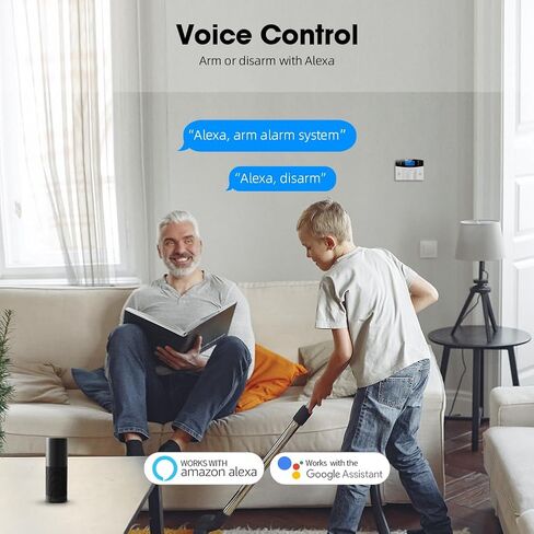 نظام إنذار منزلي لاسلكي، نظام إنذار واي فاي DIY لأمان المنزل مع التحكم في التطبيق، مستشعر نافذة الباب، كاشف الحركة، للمنزل، الشقة، العمل مع Alexa in Kuwait